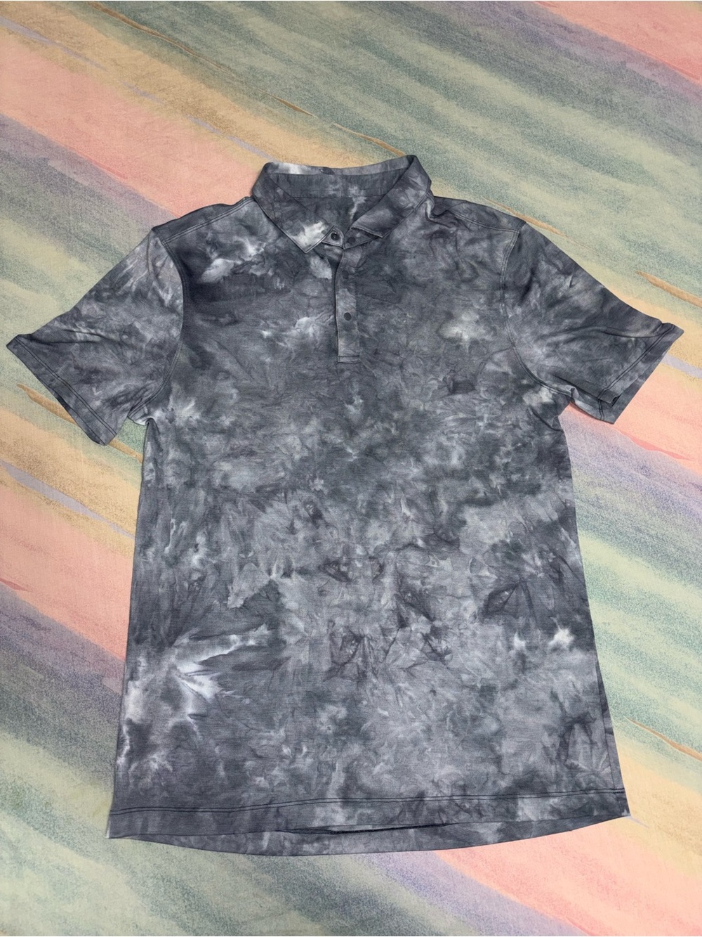 Lululemon Evolution Short-Sleeve Polo Shirt Gray tie die size M soft